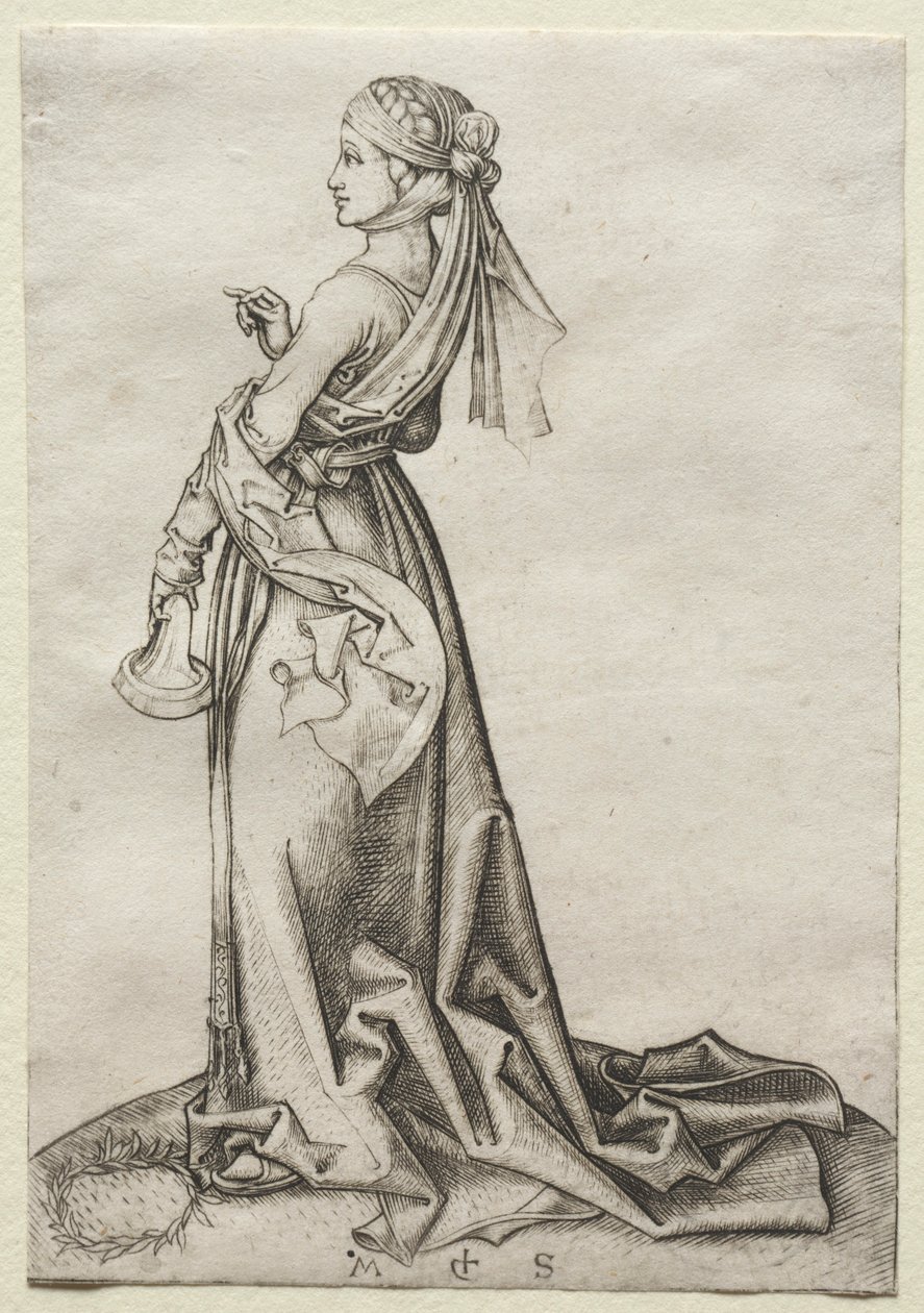Den første av de tåpelige jomfruer. av Martin Schongauer