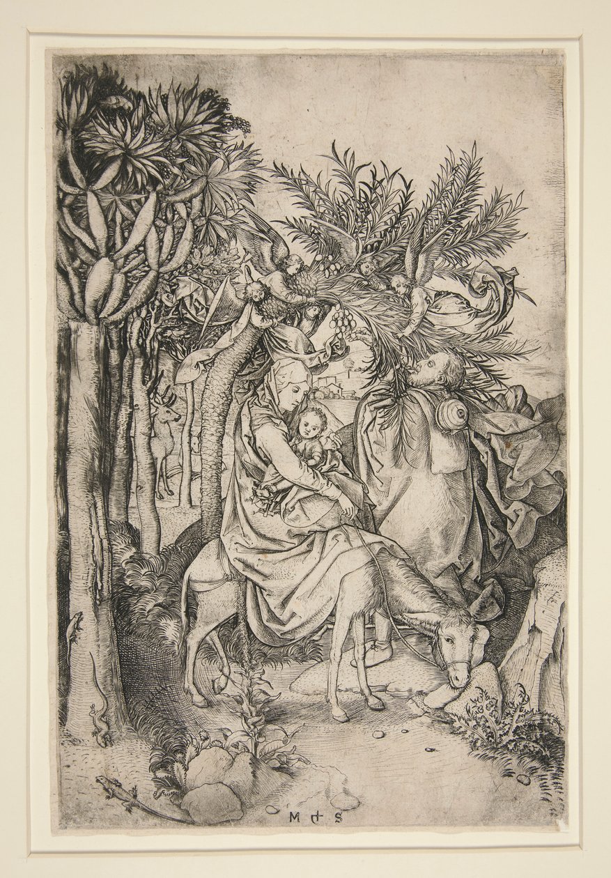 The Flight into Egypt, fra serien Life of the Virgin av Martin Schongauer