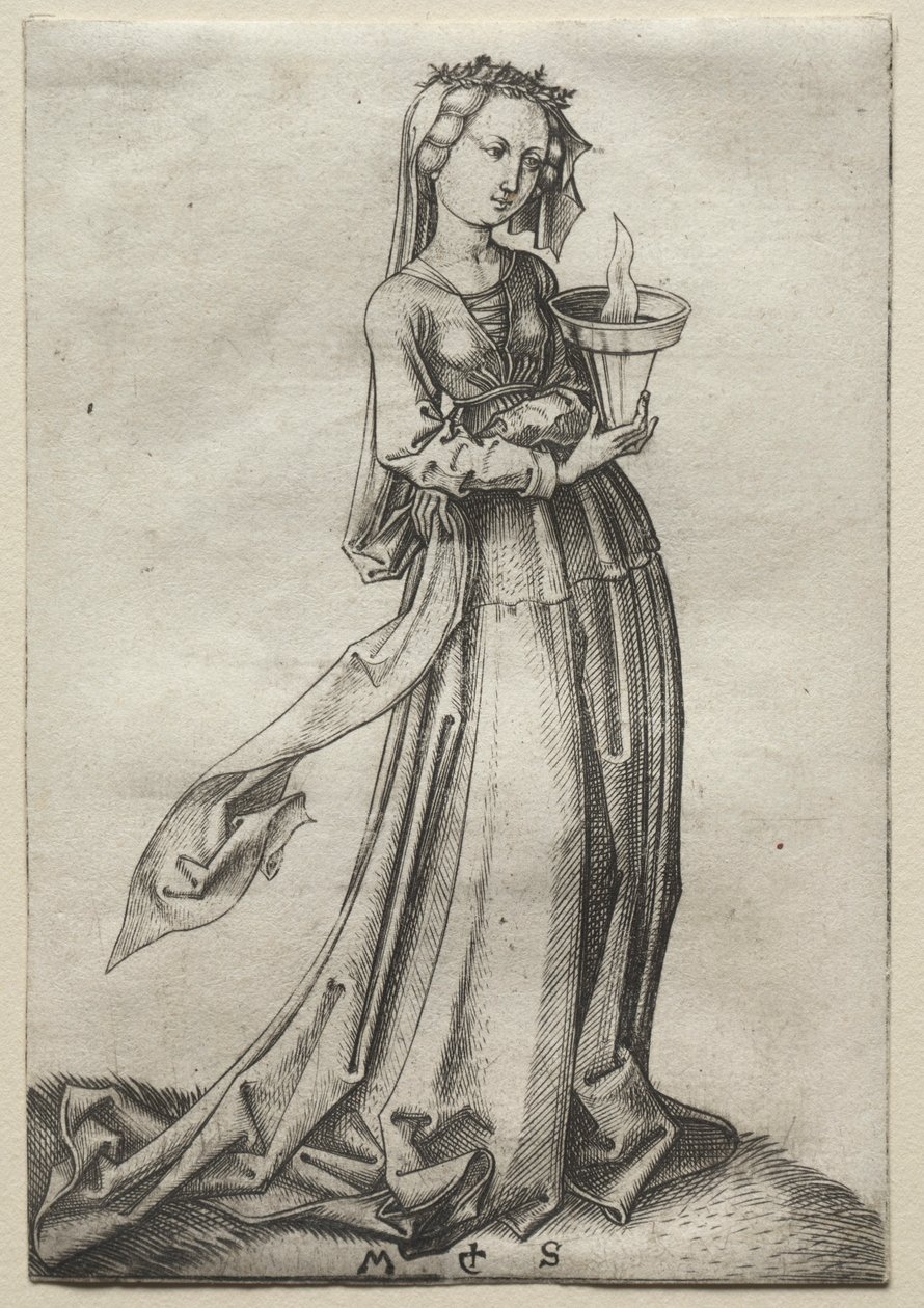 Den fjerde vise jomfru. av Martin Schongauer