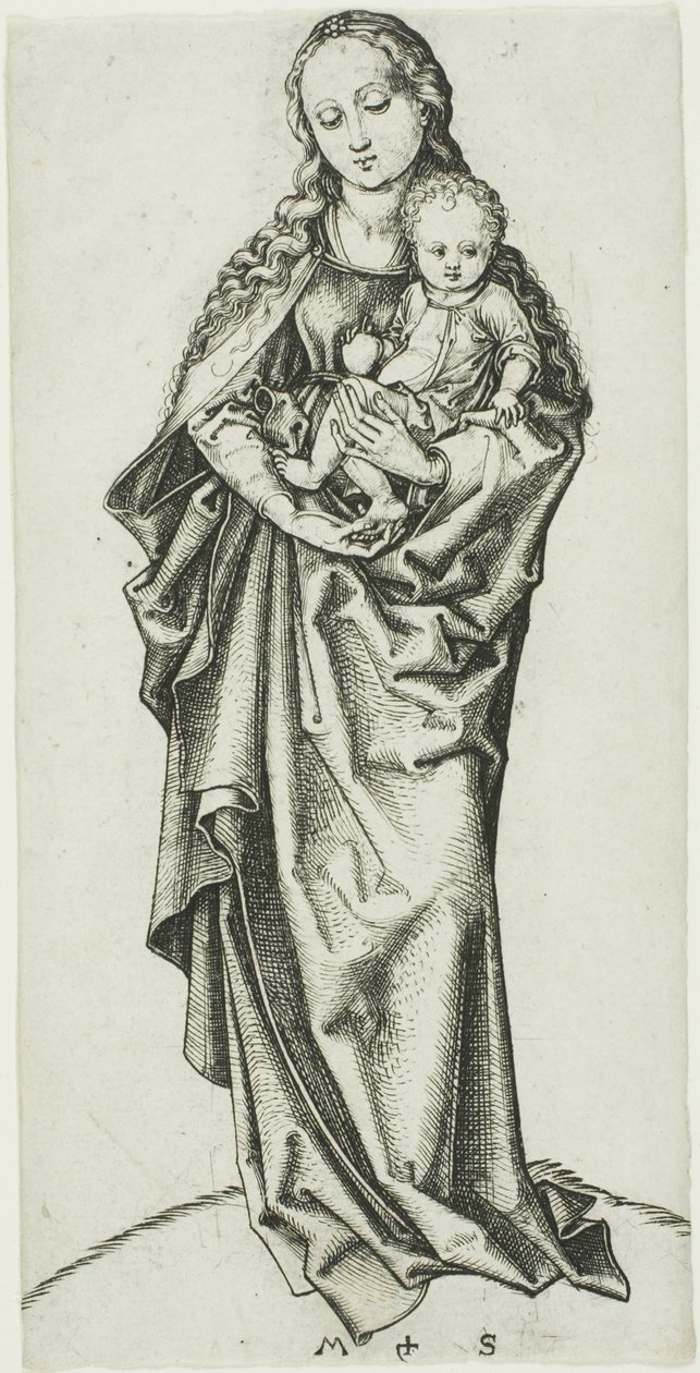 Madonnaen og barnet med et eple av Martin Schongauer