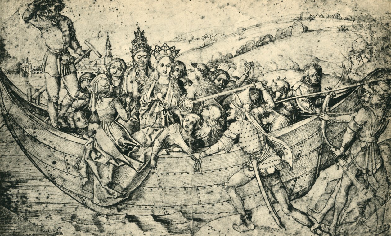 Martyrdommen til Saint Ursula og hennes følgesvenner, c1450, 1943. av Martin Schongauer