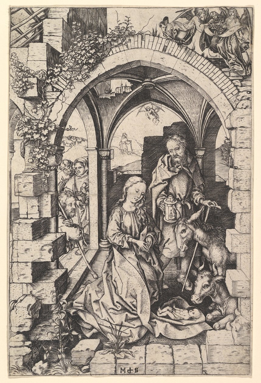 Fødselen, ca. 1435-1491. av Martin Schongauer