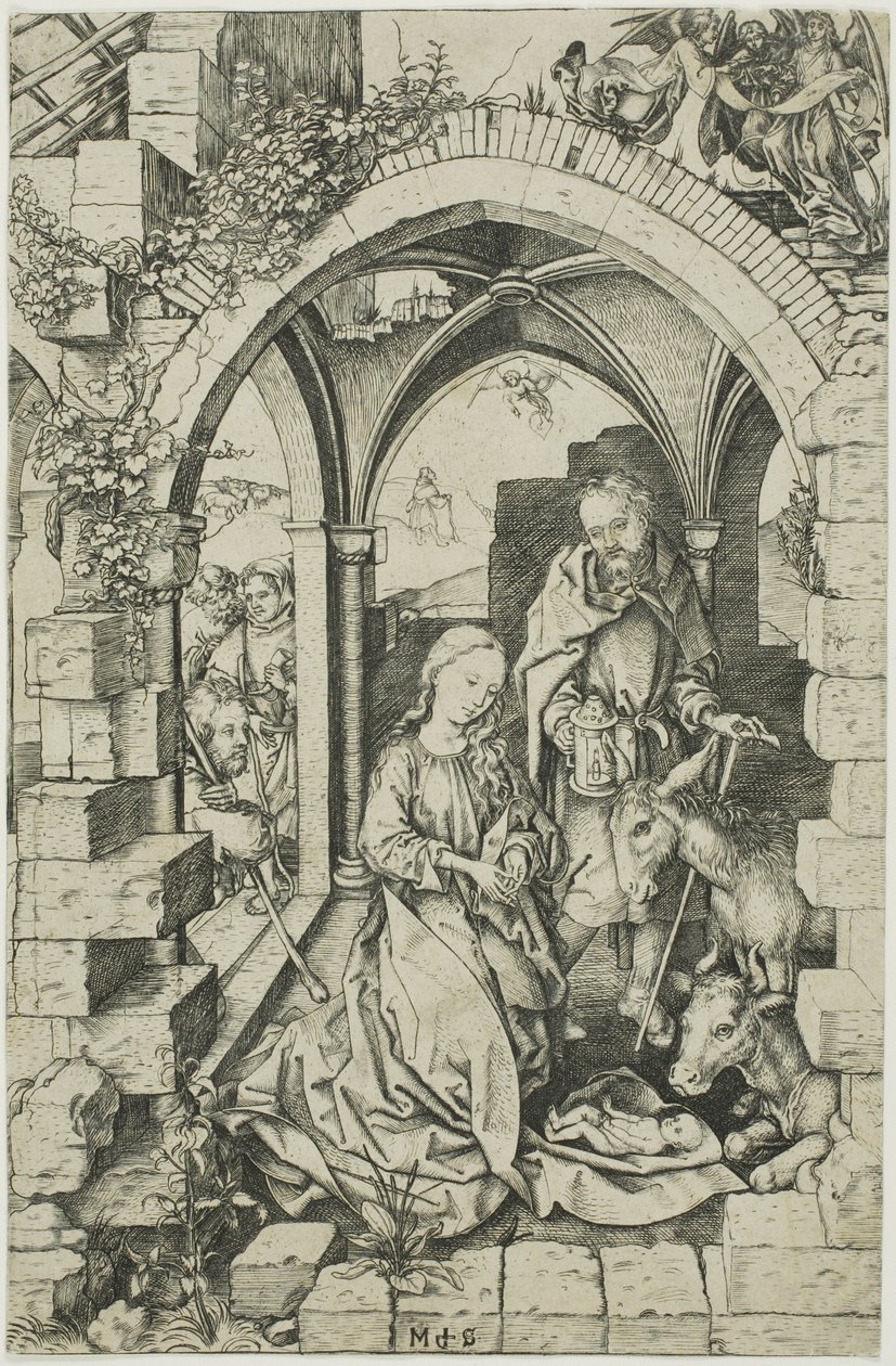 The Nativity, fra Life of the Virgin av Martin Schongauer