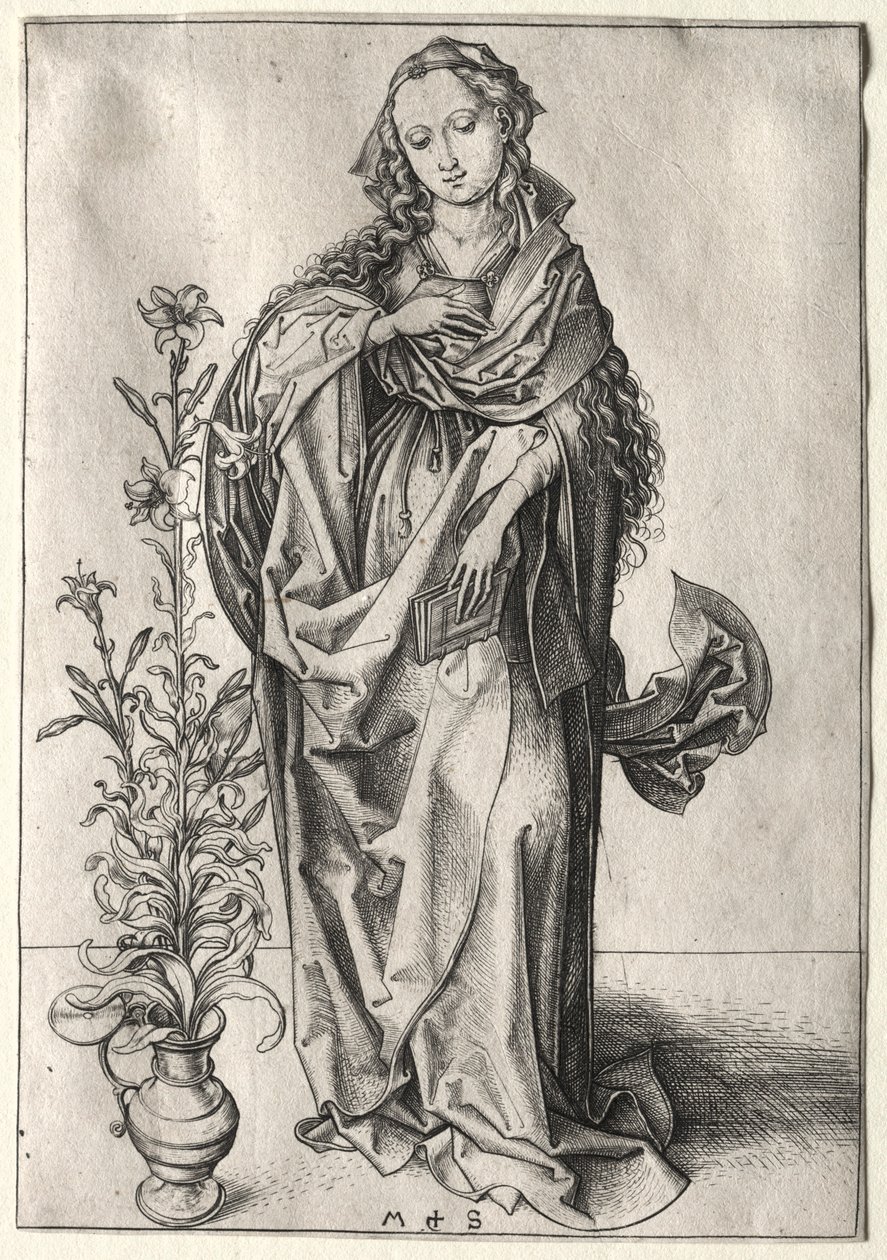 Bebudelsens jomfru. av Martin Schongauer