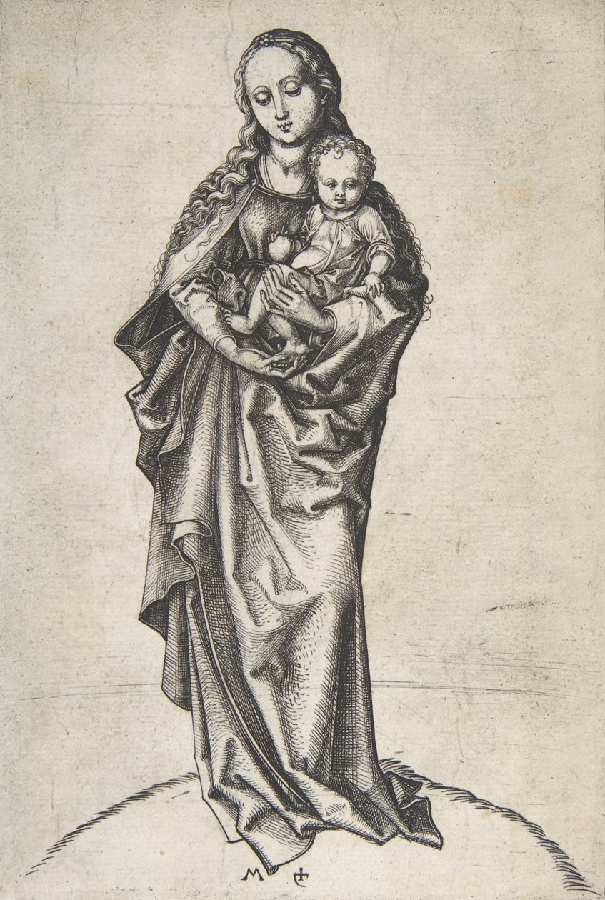 Jomfru og barn med et eple, ca. 1475., ca. 1475. av Martin Schongauer