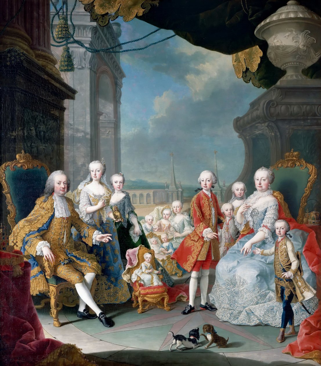 Maria Theresia fra Østerrike og Frans I med barna deres av Martin van Meytens the Younger