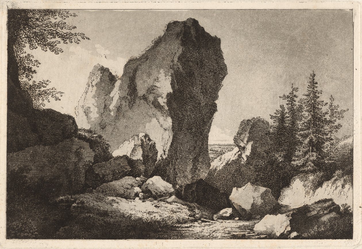 Fjelllandskap med et steinete utspring av Martin von Molitor