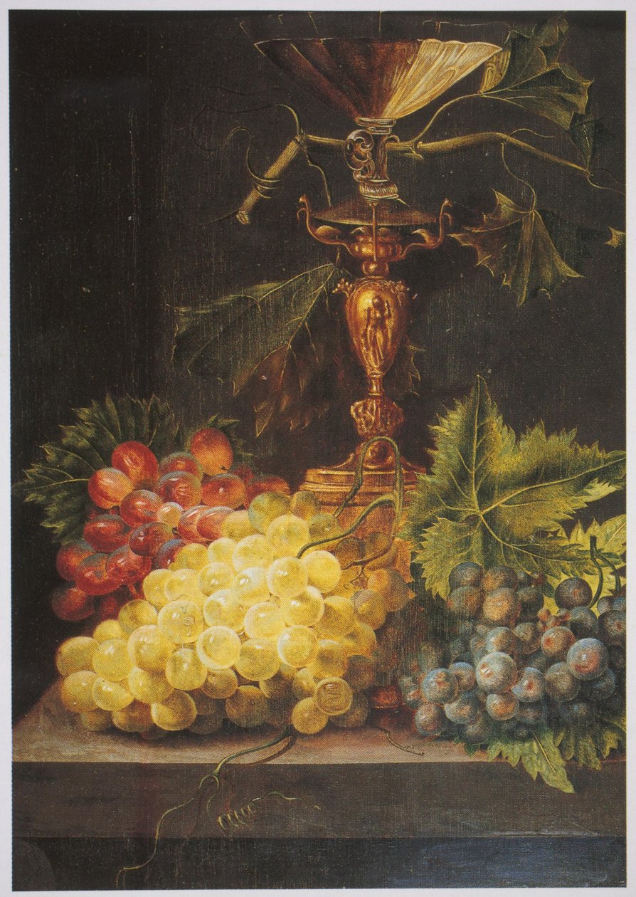Utklipp av et stilleben med beger og drueklase av Martina Adriana Maria van Toulon