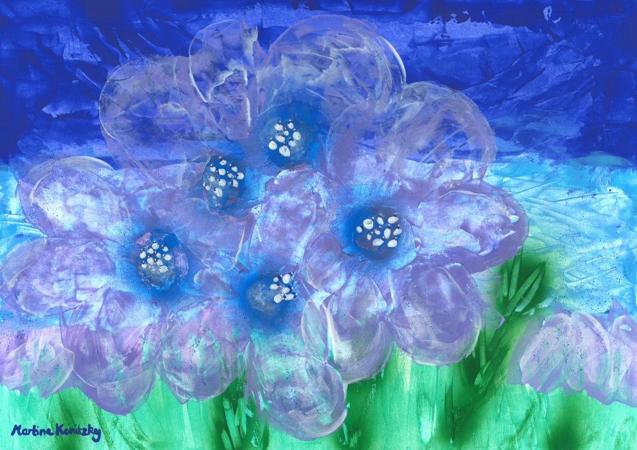 Blomster periwinkle borage av Martina Konitzky