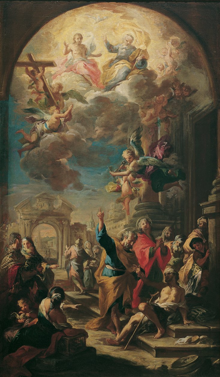Apostlene Peter og Johannes helbreder en halt mann av Martino Altomonte