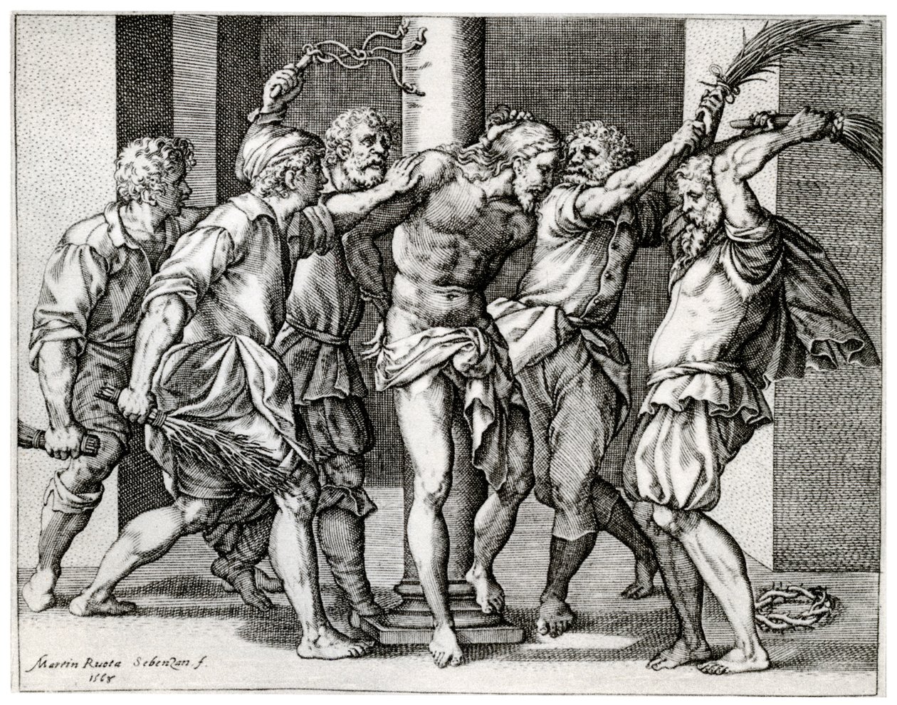 The Scourging of Christ, 1568, 1937 av Martino Rota