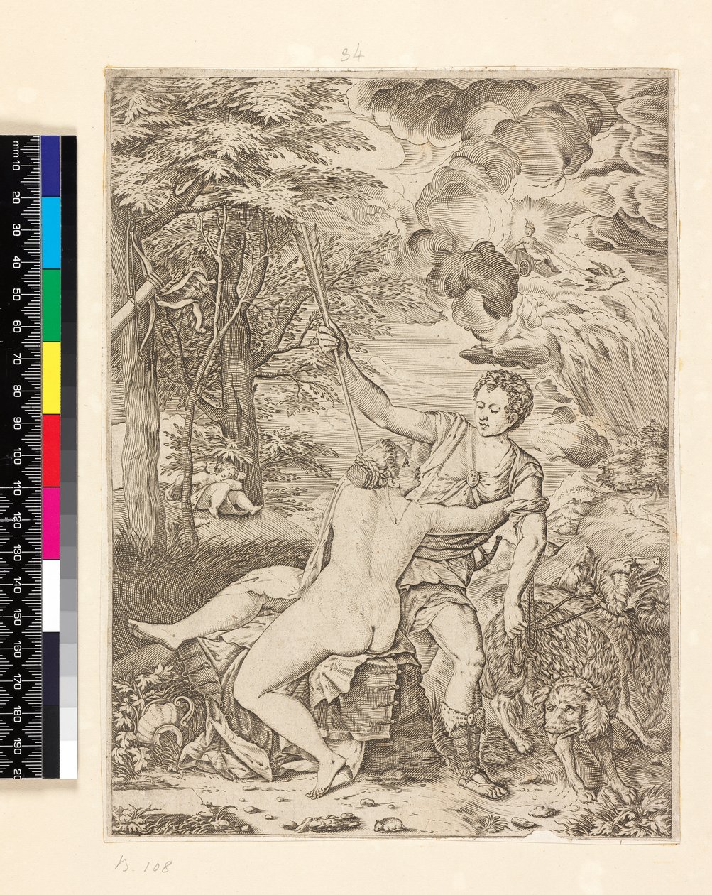 Venus og Adonis, ca. 1560-c. 1580 av Martino Rota