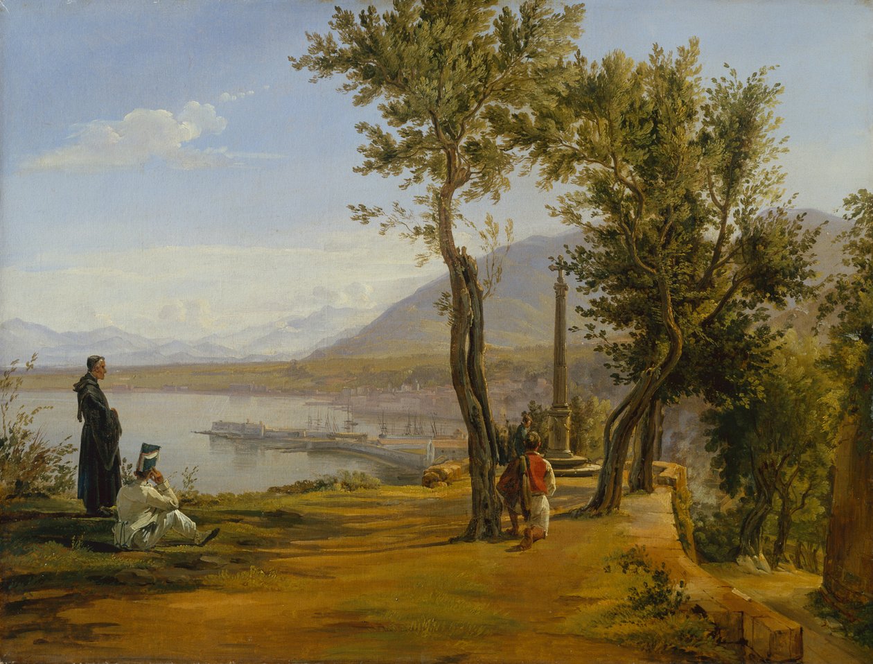 Figures at a Shrine, A Port Beyond (olje på lerret) av Martinus Rorbye