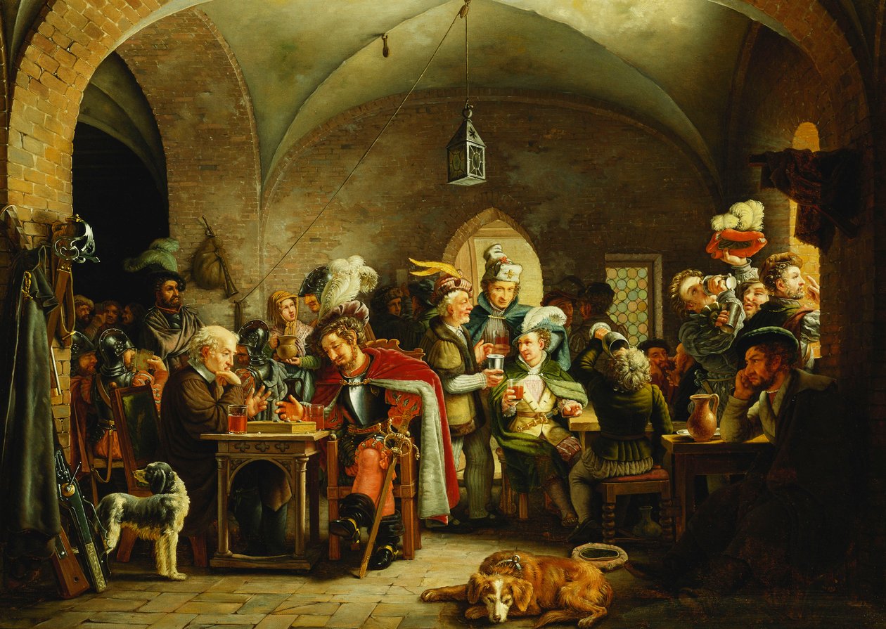Soldater i borgen til et slott, 1828 av Martinus Rorbye