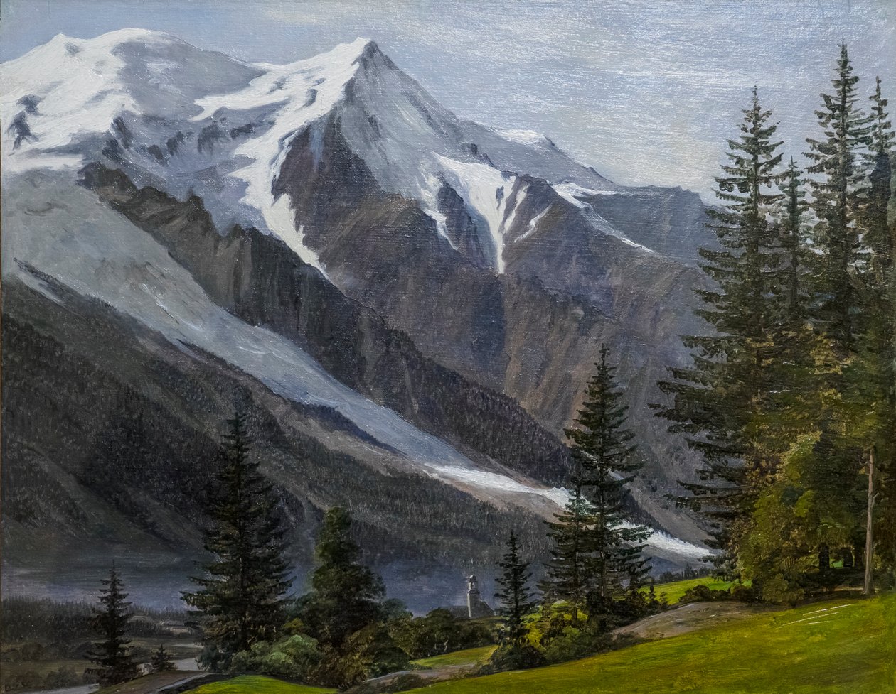 Utsikt over Chamonix og Mont Blanc av Martinus Rorbye