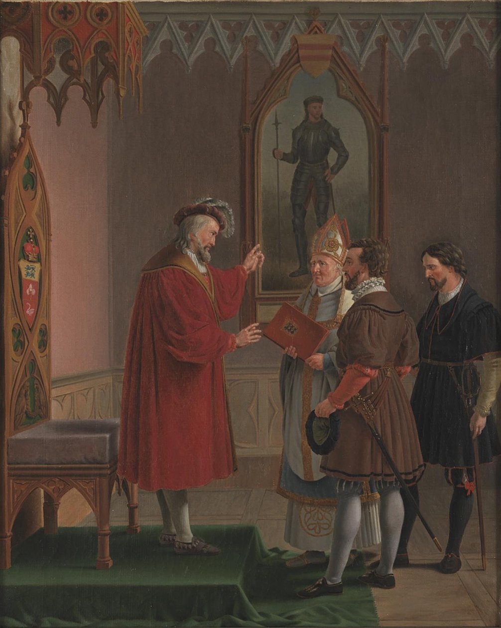 Adolf, hertug av Schleswig-Holstein, avslår tilbudet om å tiltre den danske tronen. Kopi etter C. W. Eckersberg av Martinus Rørbye
