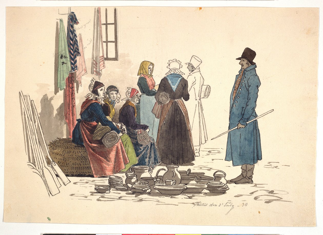 Scene fra torget i Thisted av Martinus Rørbye