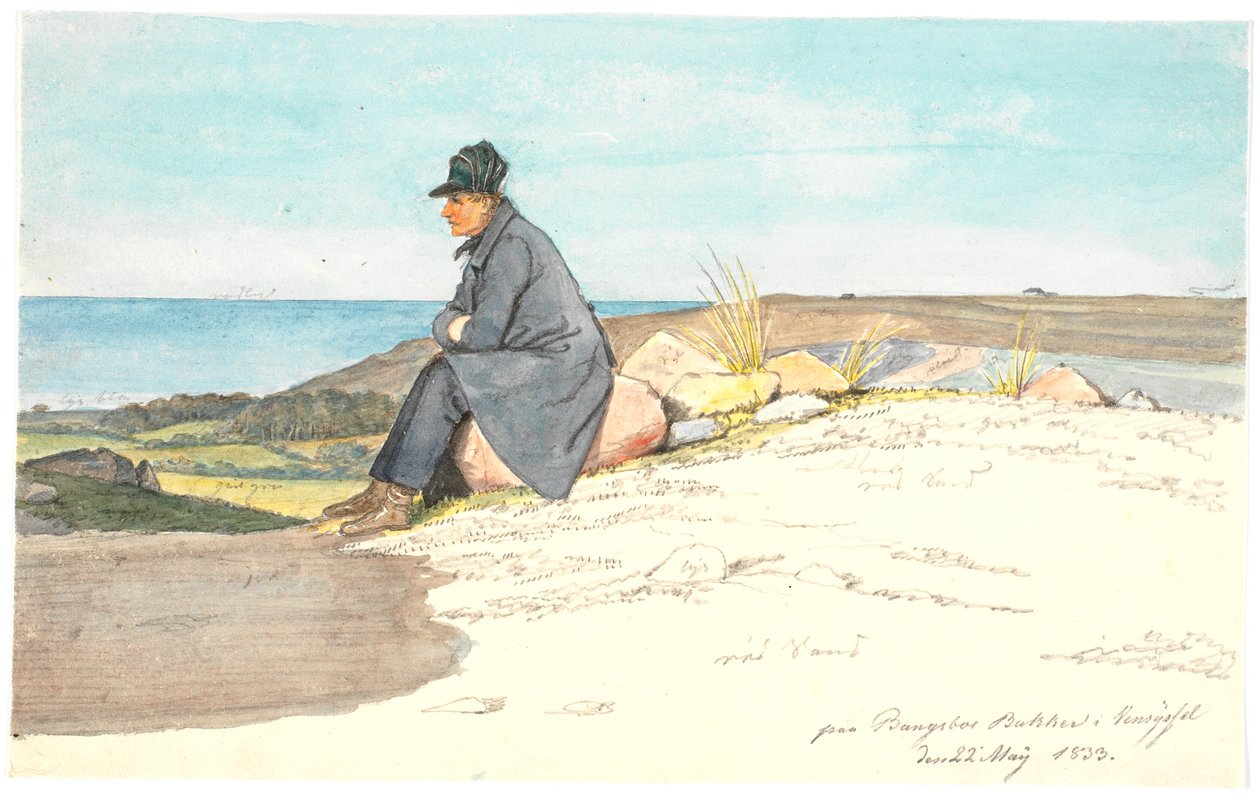 Sittende mann i Bangsbo åser, Vendsyssel, 22. mai 1833 av Martinus Rørbye