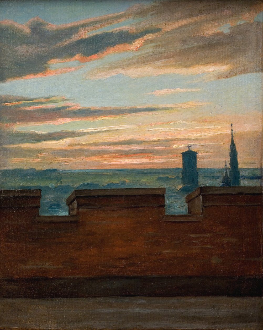 Utsikt over København ved solnedgang av Martinus Rørbye