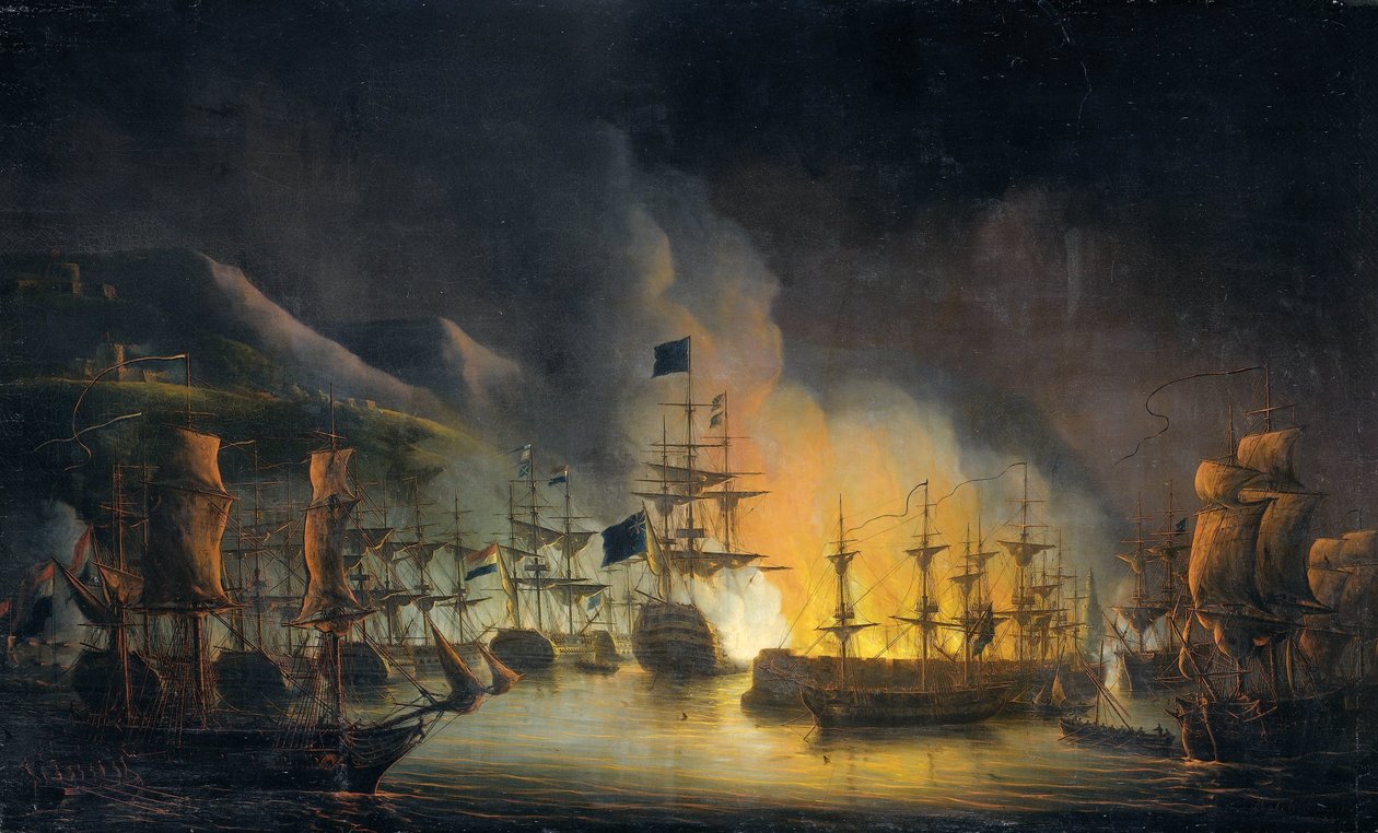 Bombardementet av Alger (26.–27. august 1816) av Martinus Schouman (signed by artist)