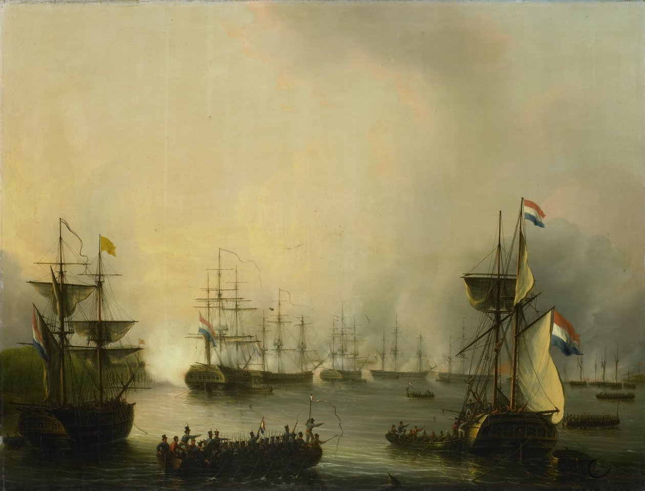 Bombardementet av Palembang, Sumatra, 24. juni 1821 av Martinus Schouman