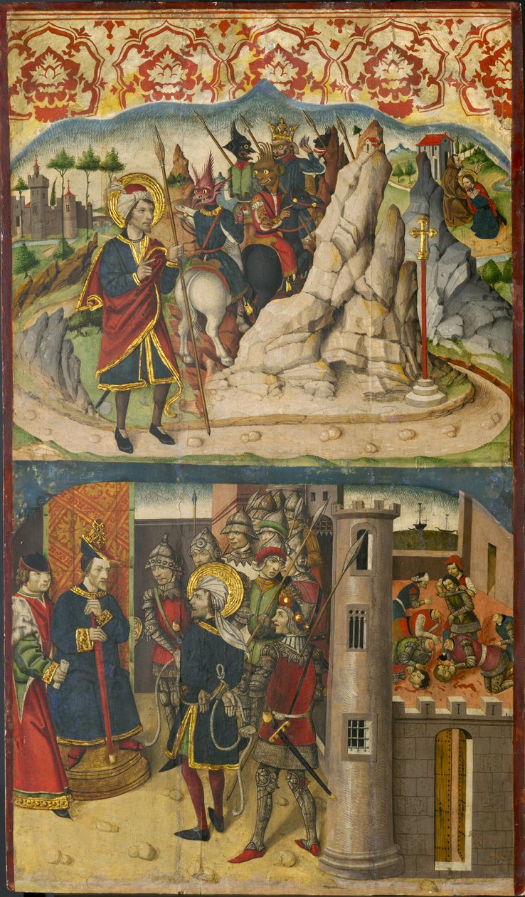 Saint Christopher møter Satan, Saint Christopher før kongen av Lycia, 1480-85 av Martín de Soria