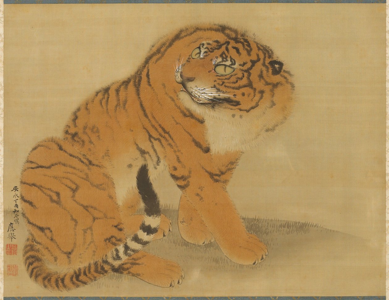 Sittende tiger av Maruyama Okyo