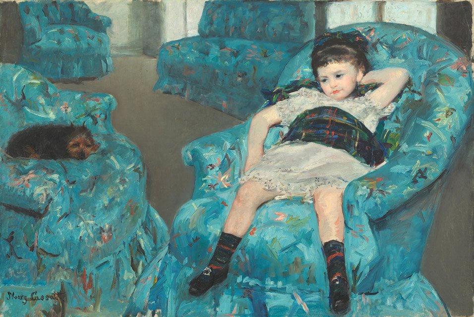 Liten jente i en blå lenestol av Mary Cassatt