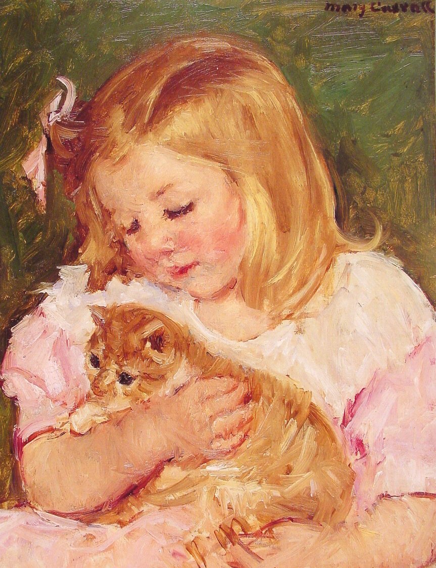 Sara holder en katt av Mary Cassatt