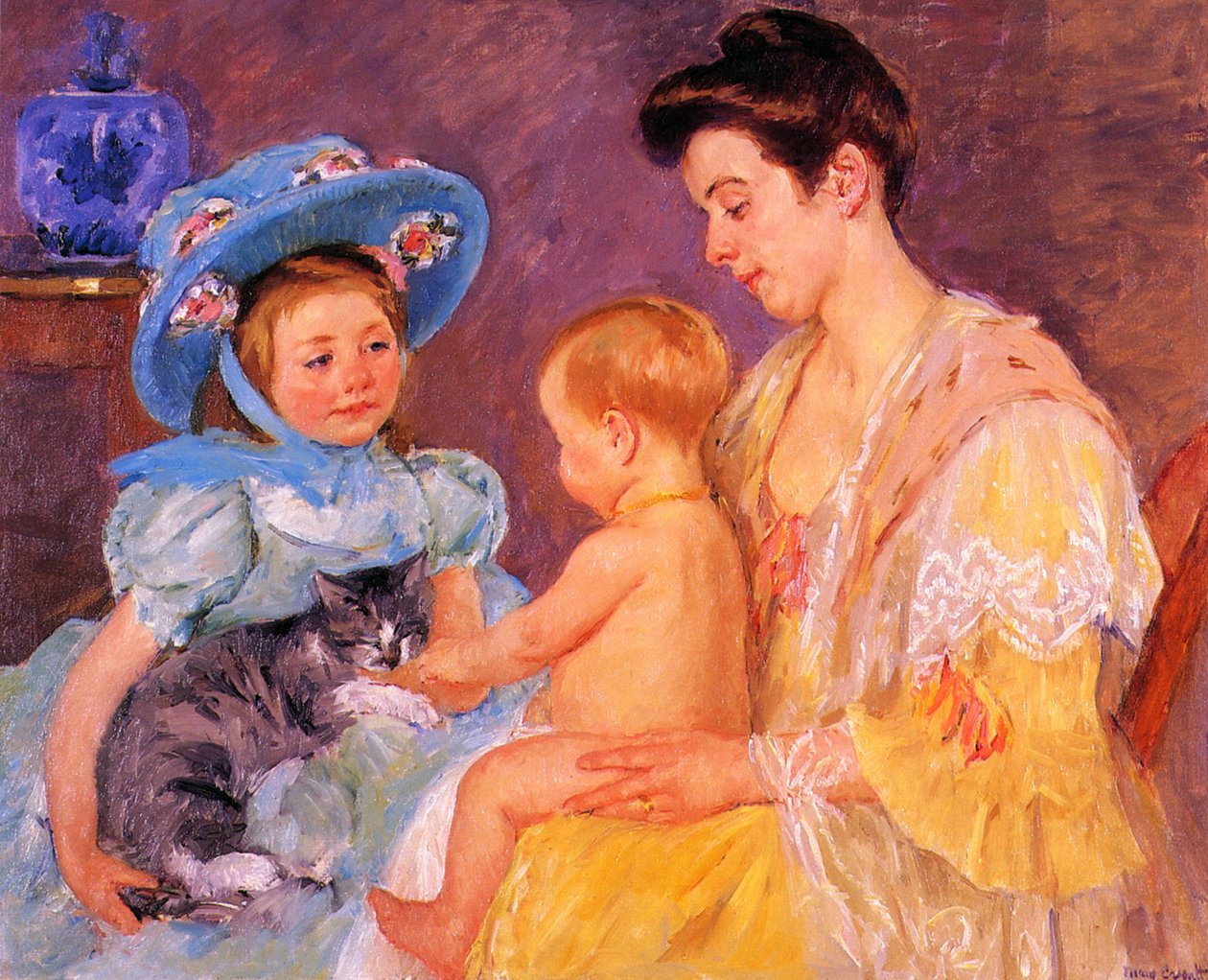 Barn som leker med en katt av Mary Cassatt