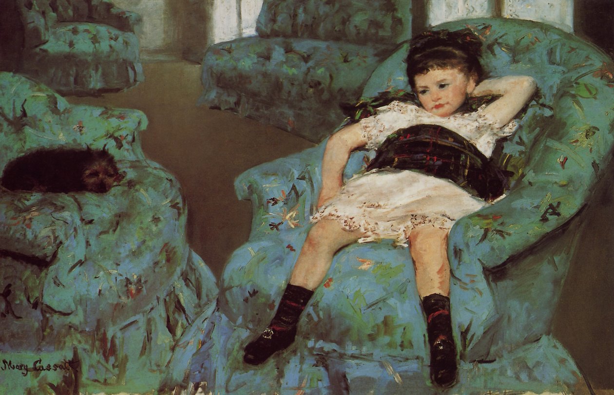 Liten jente i en blå lenestol av Mary Cassatt