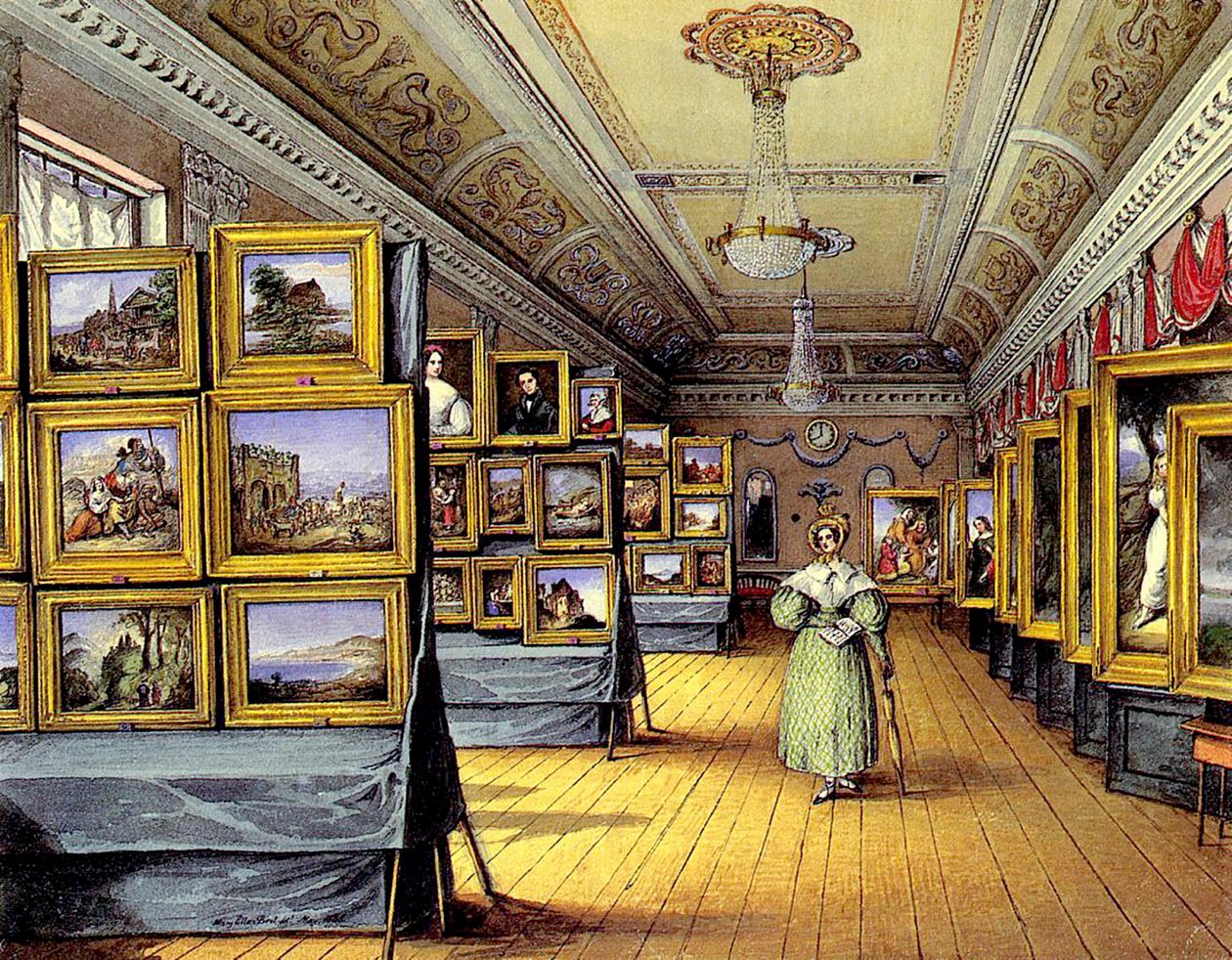 Utstillingen, 1835 (wc og blyant på papir) av Mary Ellen Best