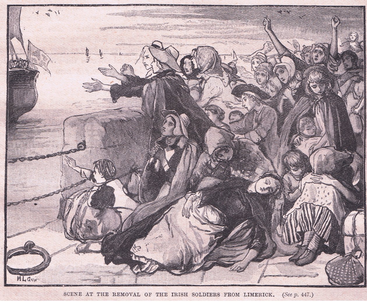 Scene for fjerningen av de irske soldatene fra Limerick av Mary L. Gow