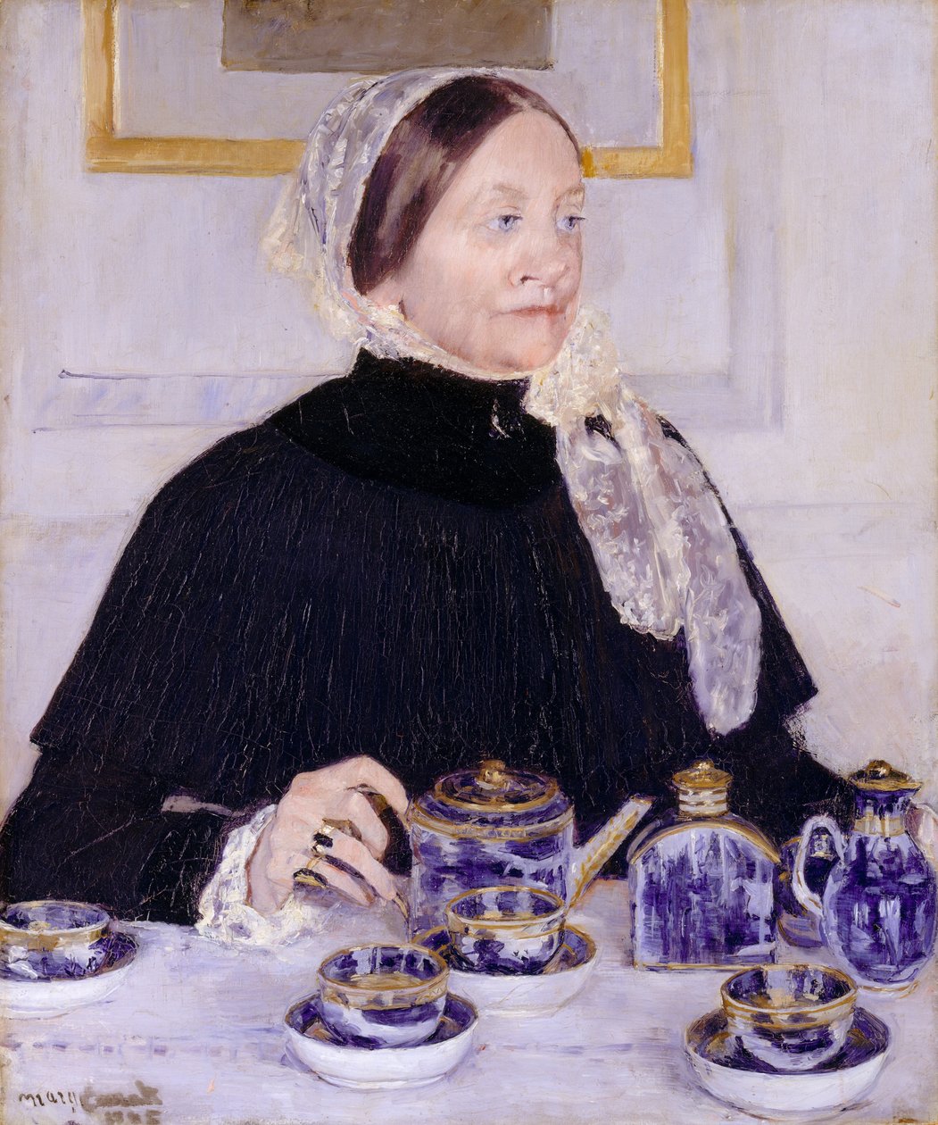Dame ved tebordet, 1883-5 av Mary Cassatt