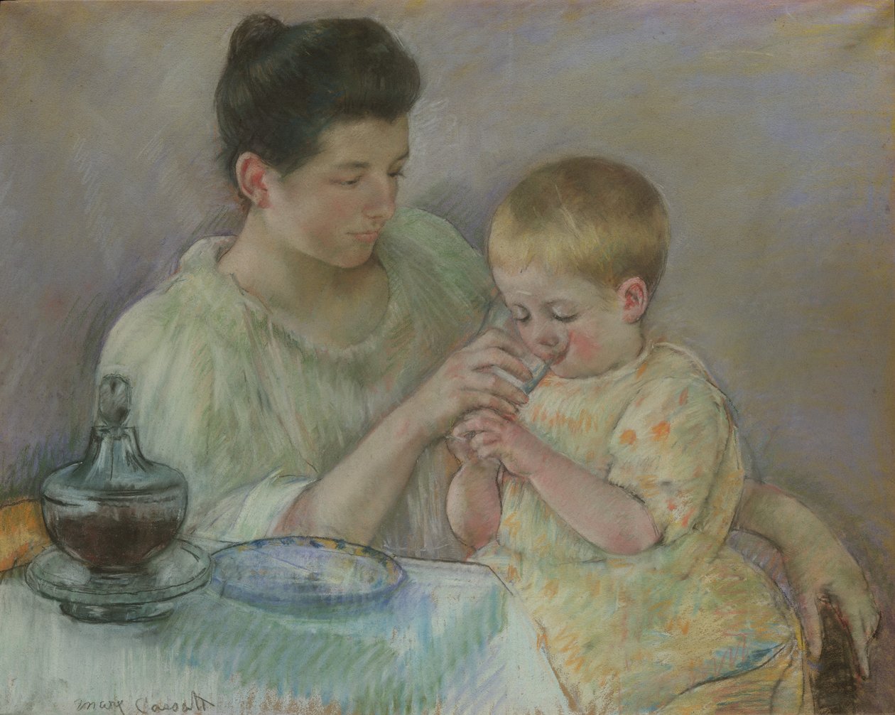Mor som mater barnet, 1898 av Mary Cassatt