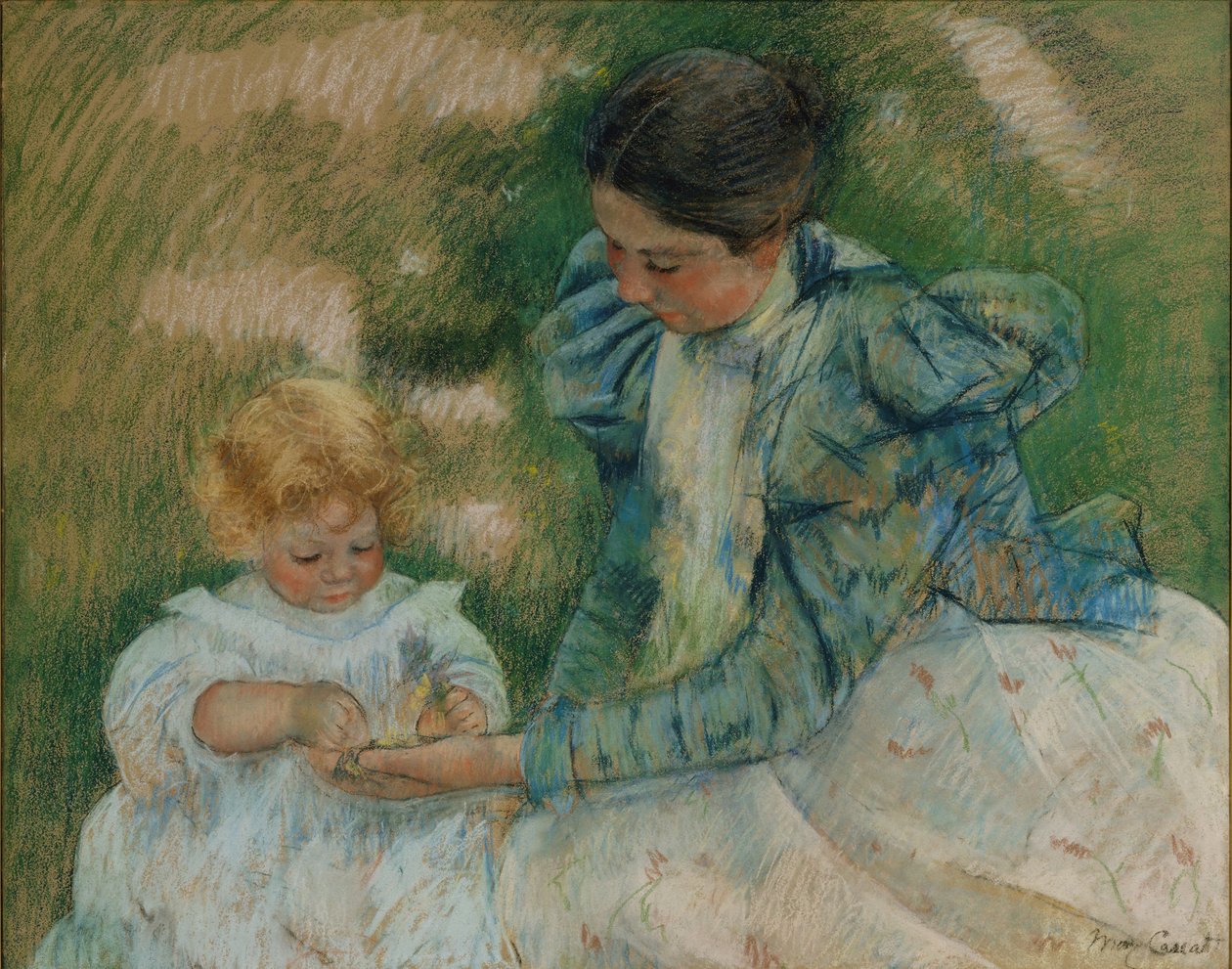 Mor leker med barnet, ca. 1897 av Mary Cassatt