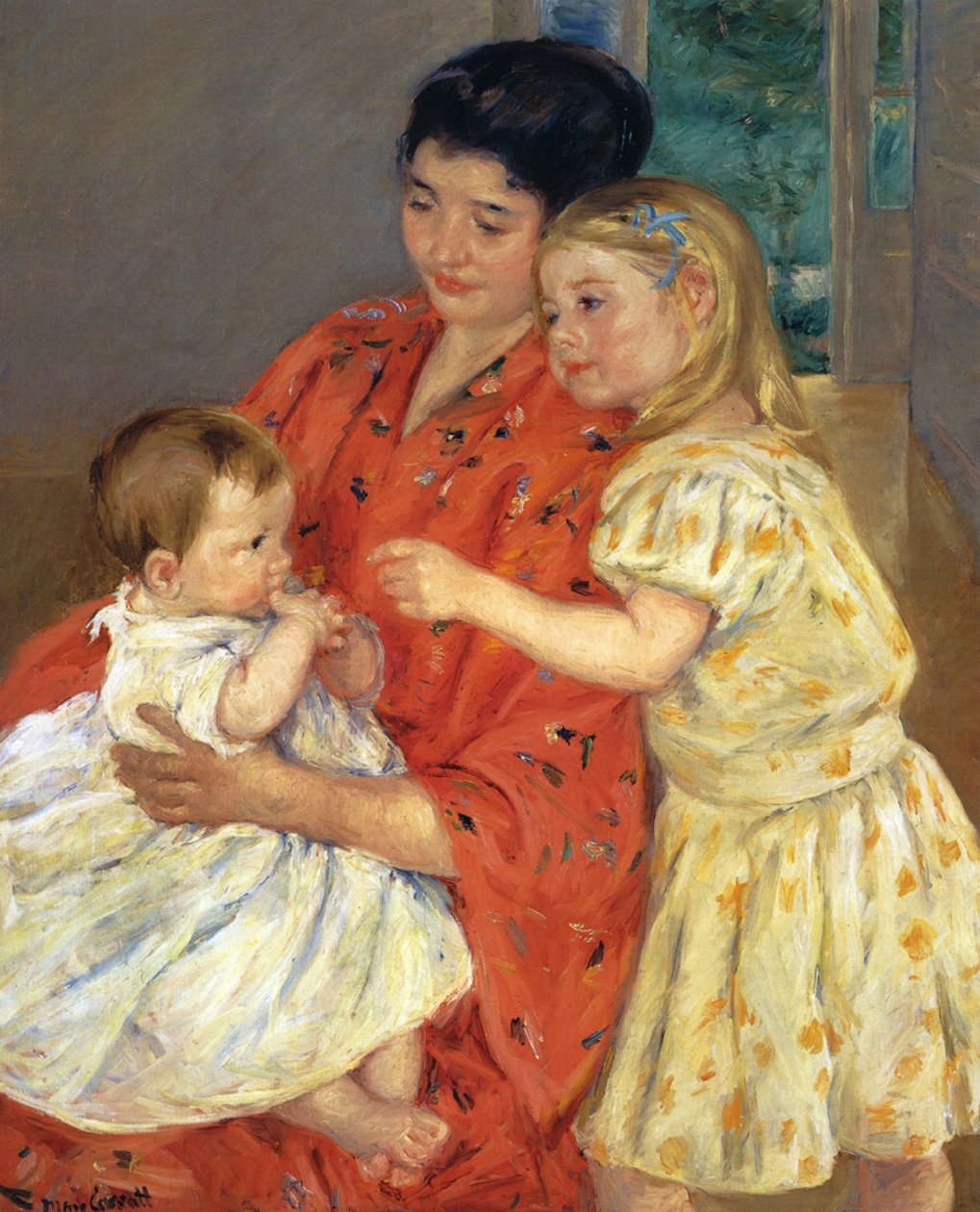 Mor og Sarah med babyen, 1901 av Mary Cassatt