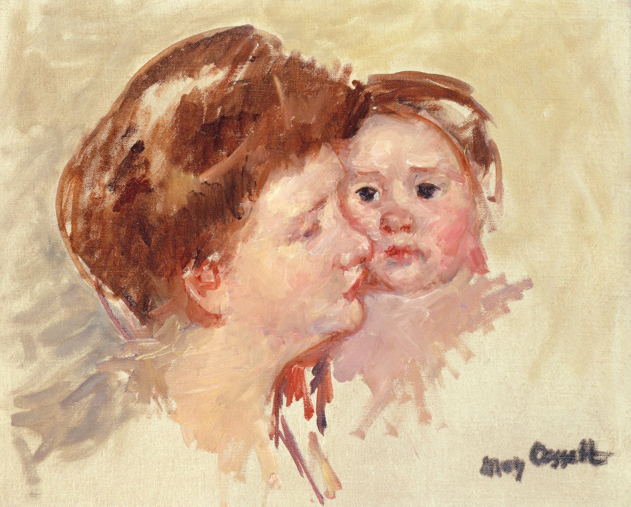 Mor i profil med Baby Cheek to Cheek (nr.2), ca. 1909 av Mary Cassatt