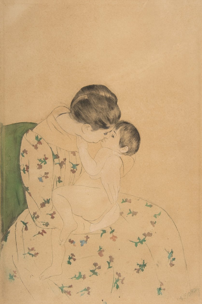 Mors kyss, ca. 1891 av Mary Cassatt