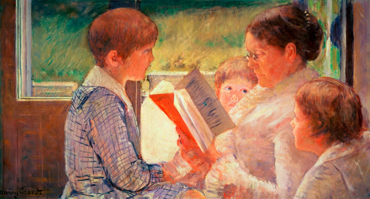 Fru Cassatt leser for barnebarna sine, 1888 av Mary Cassatt