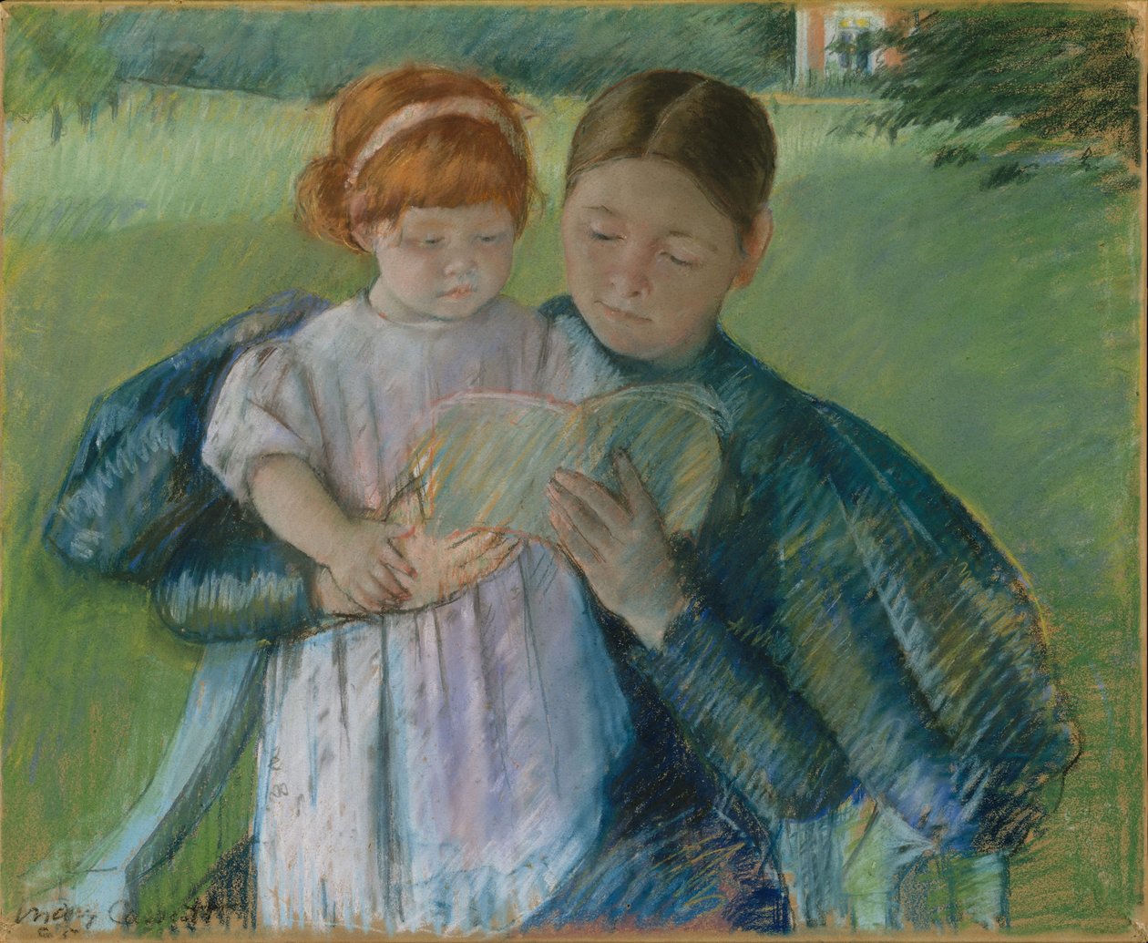 Sykepleier som leser for en liten jente, 1895 av Mary Cassatt