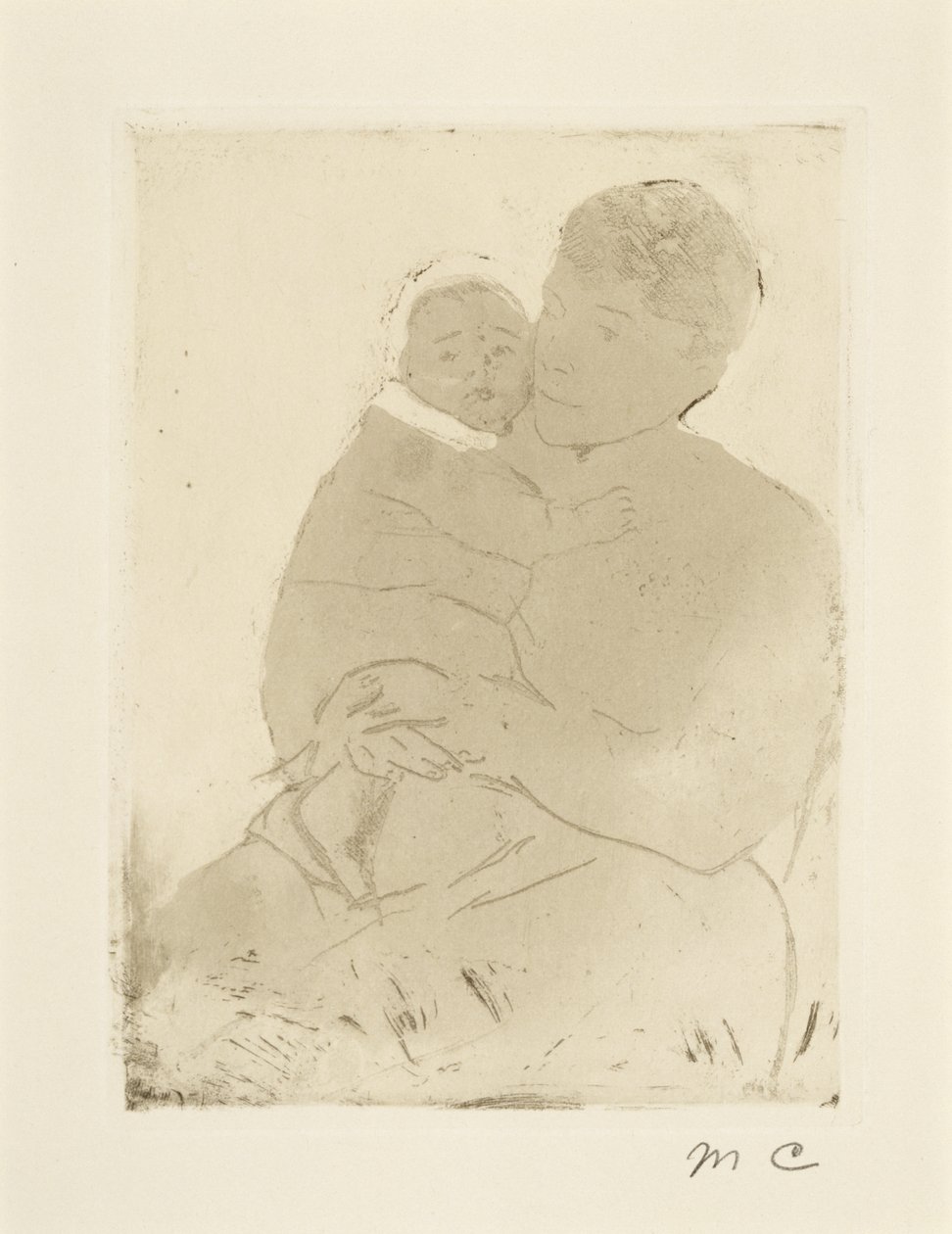 Nurse and Baby Bill (nr. 1), ca. 1889-90 (mykmalt etsing og akvatint på vevd papir) av Mary Cassatt