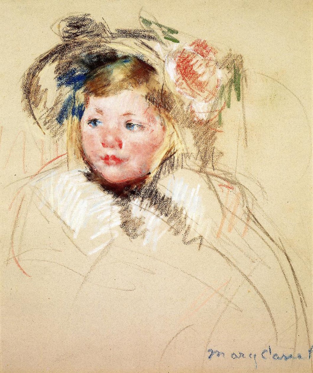 Sarah Looking Left, 1901 (pastell på papir) av Mary Cassatt