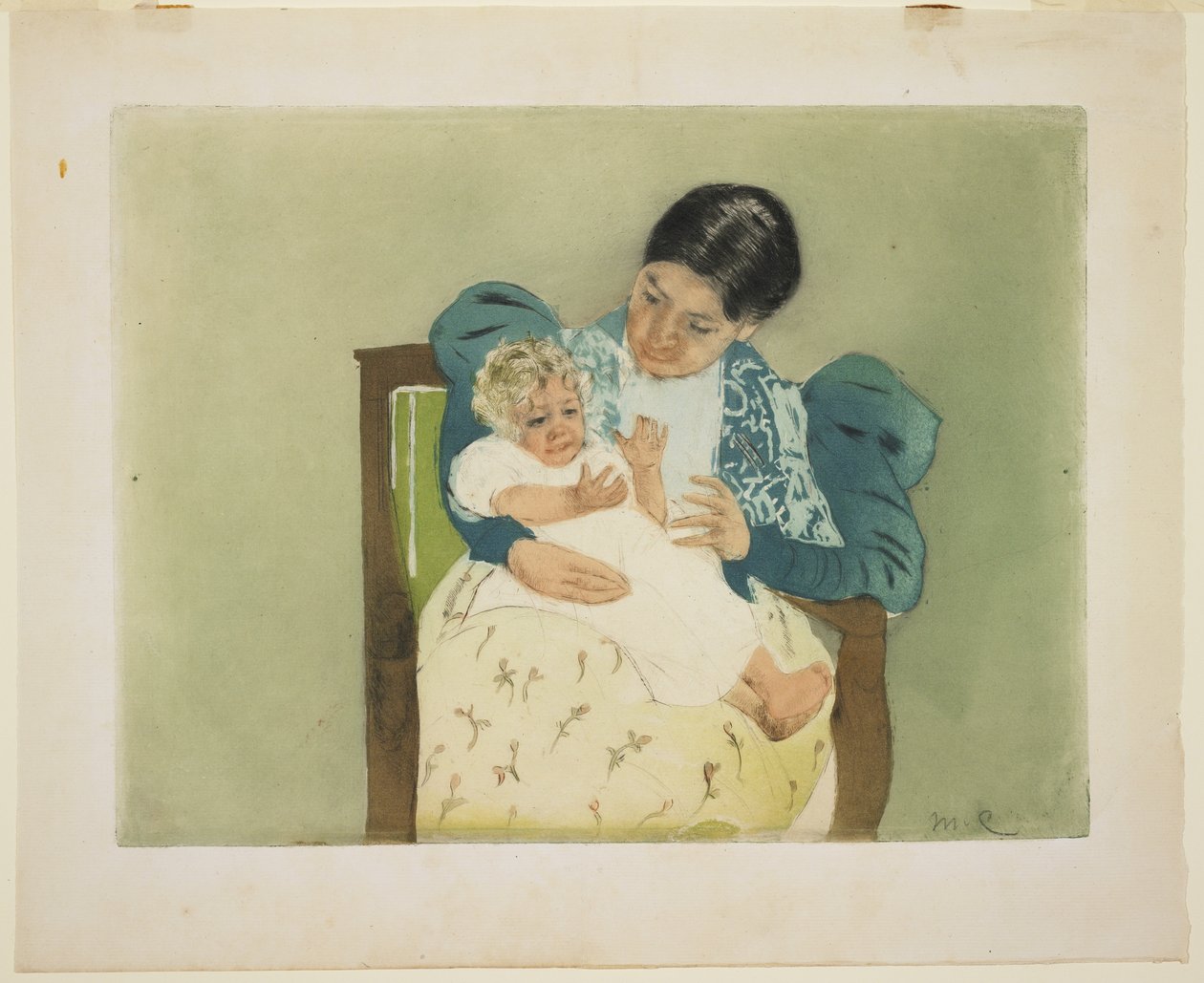 Det barbeinte barnet, ca. 1896-97 (farge akvatint og tørrnopp) av Mary Cassatt