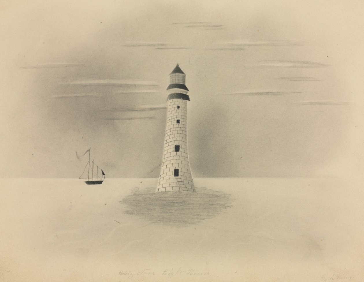 Eddystone fyrtårn, 1840. av Mary Altha Nims