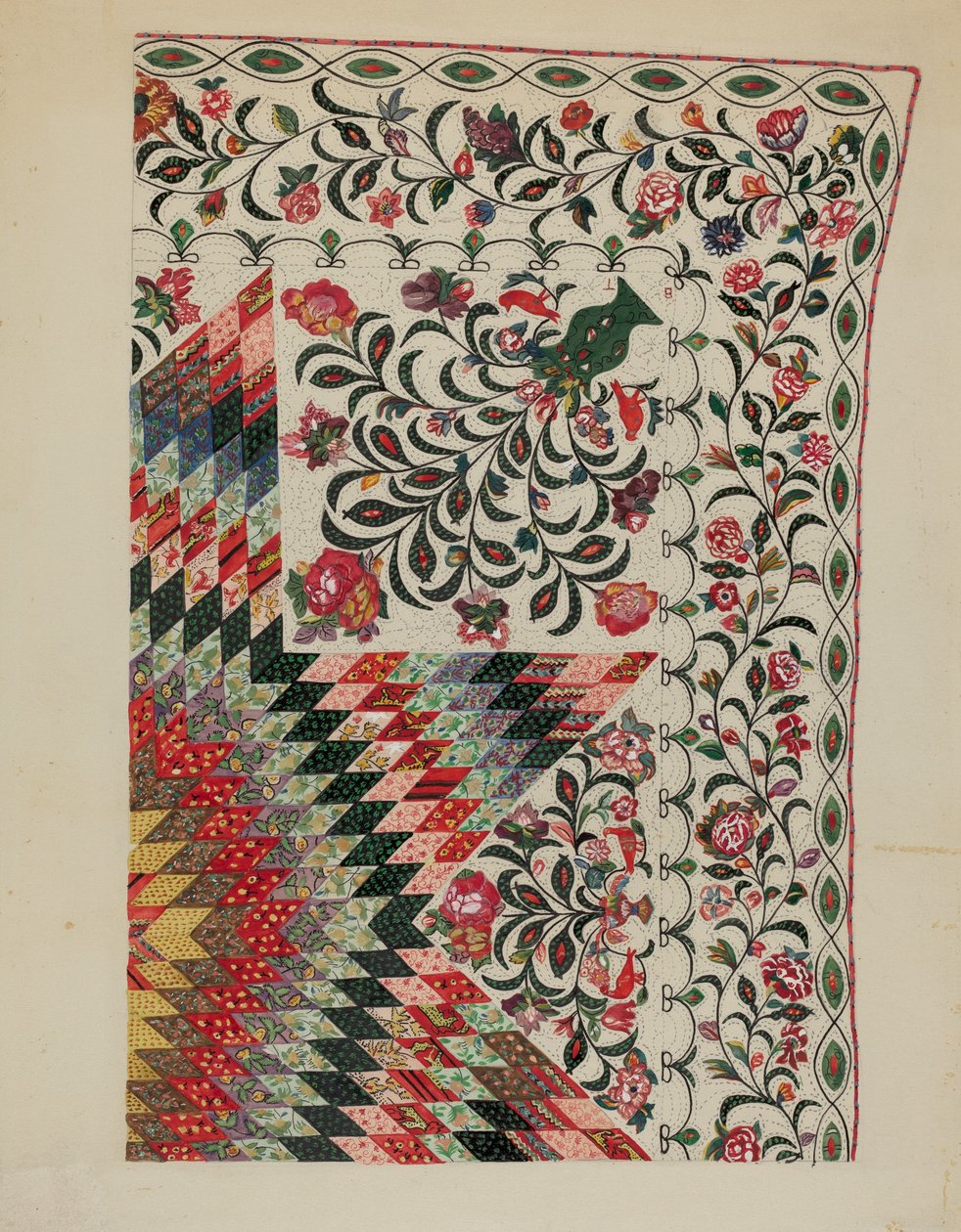 Patchwork og applikasjonsdyne av Mary Berner