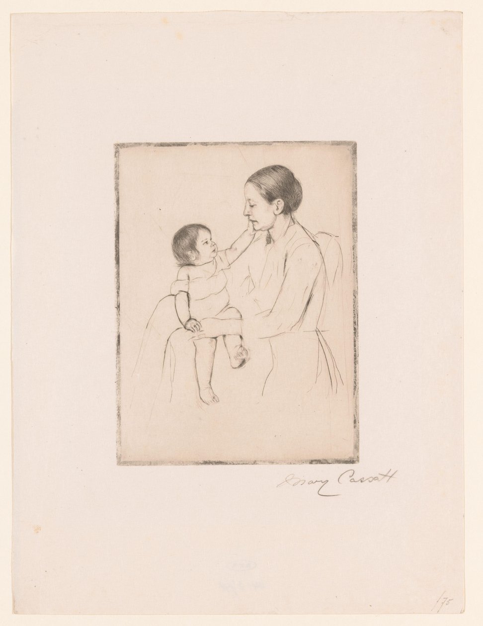 Kjærligheten Kjærtegnene Mor og barn av Mary Cassatt (signed by artist)