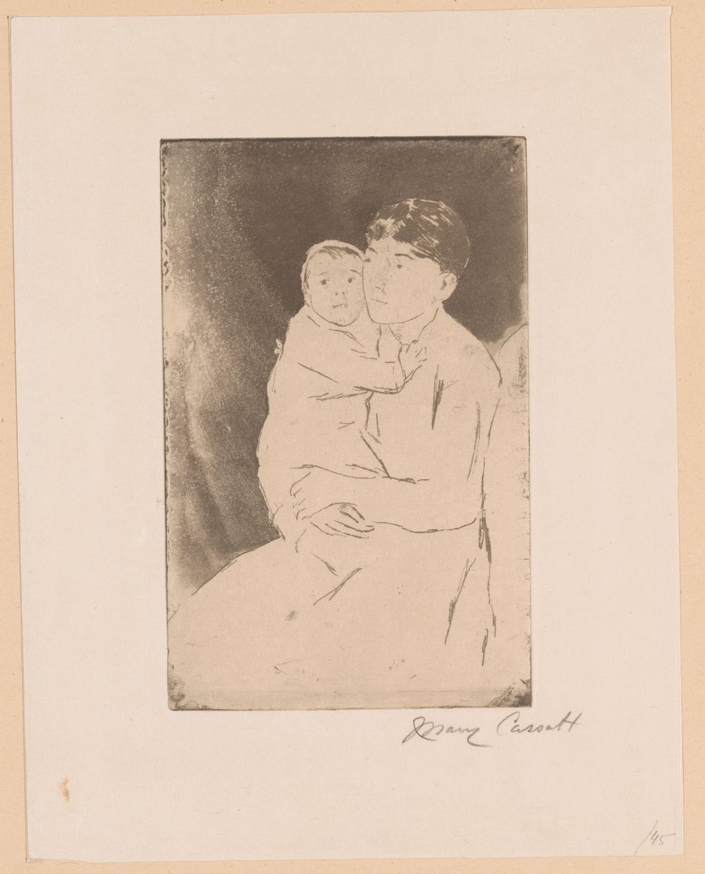 Barnepike og baby Sykepleier og baby Bill Mor og barn av Mary Cassatt (signed by artist)