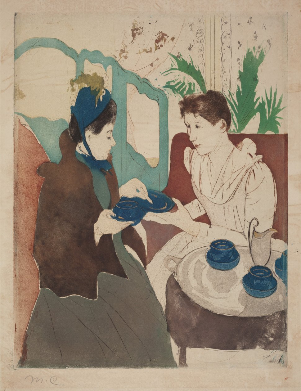 Ettermiddagsselskap med te av Mary Cassatt