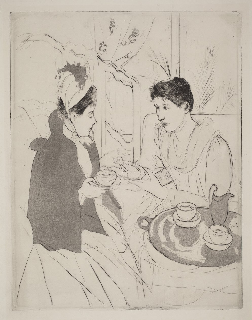 Ettermiddagsselskap med te av Mary Cassatt